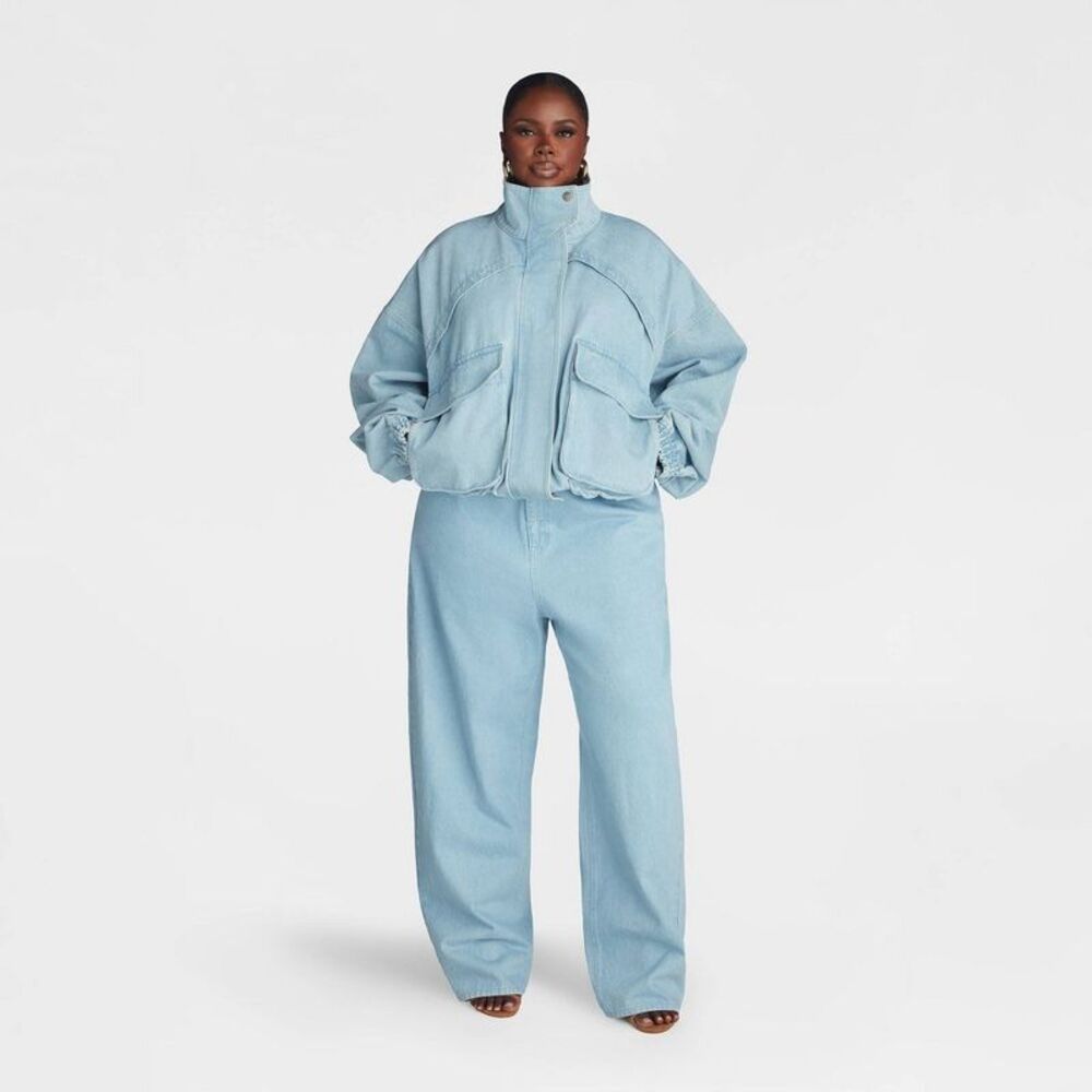KBB by Kahlana -  Women's 'The Denim Bomber Jacket' - Medium Wash - Picture 3 of 3